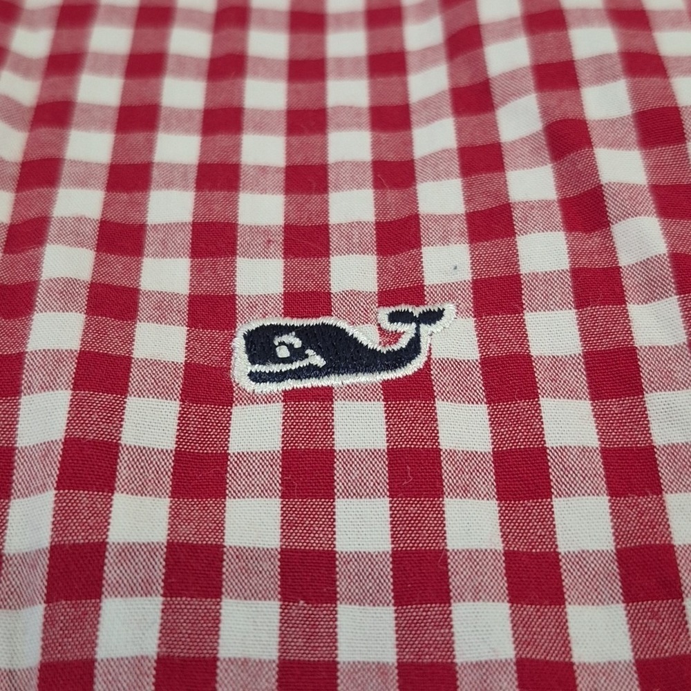 Vineyard Vines Long Sleeve Whale Shirt Large Red Gingham Check - Picture 4 of 7